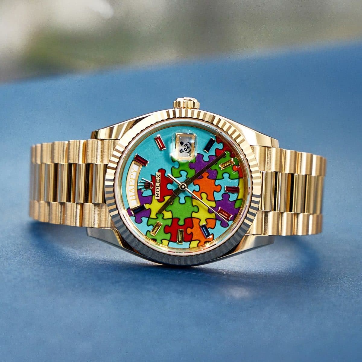 Rolex Day-Date Yellow Gold Multi-Color Puzzle Dial 36mm