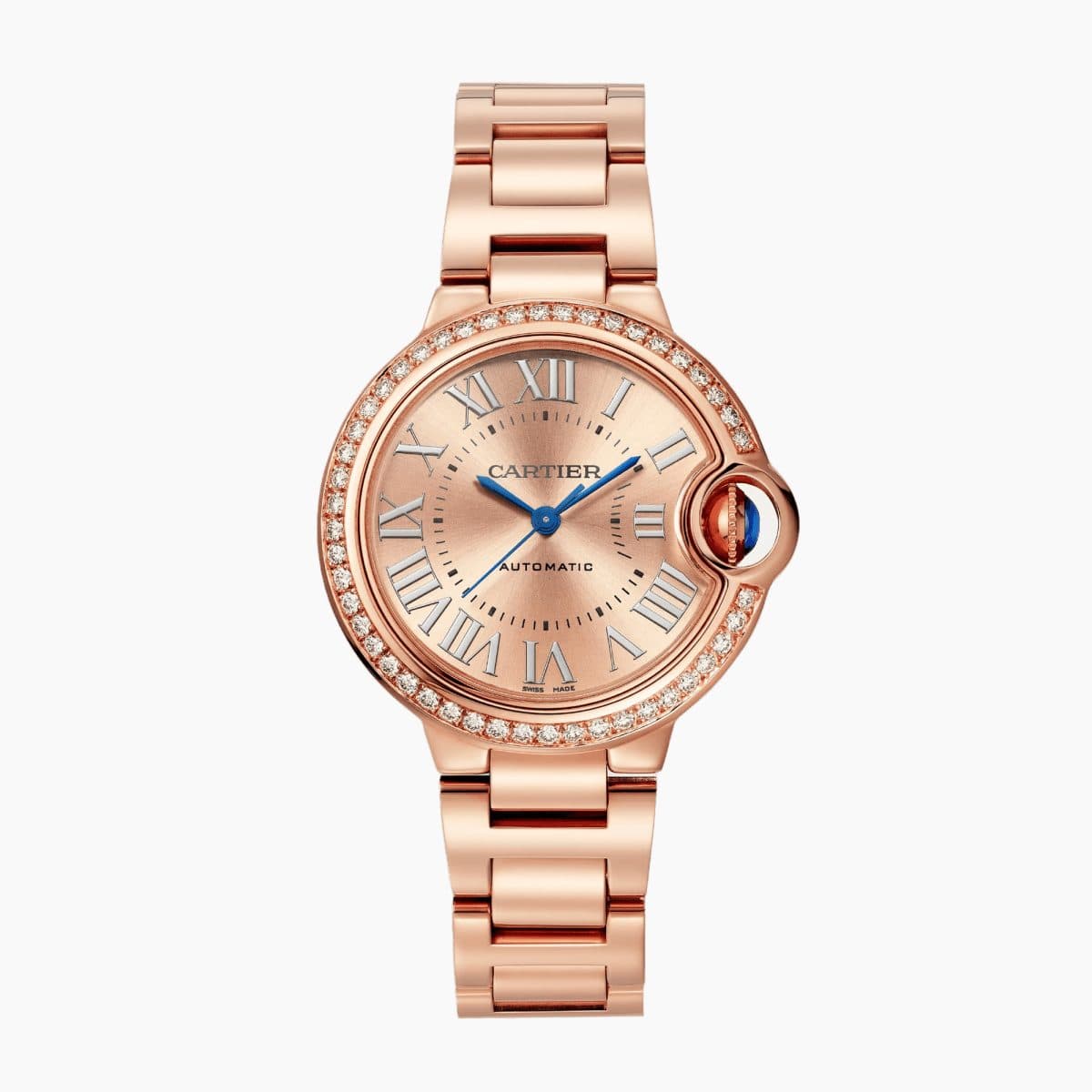 Cartier Ballon Bleu de Cartier Rose Gold Diamond Pink Dial 33mm