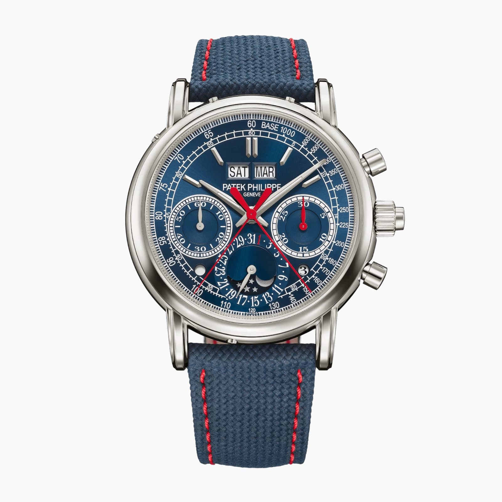 Patek Philippe Perpetual Calendar Split-Seconds Chronograph White Gold Blue Dial 40mm