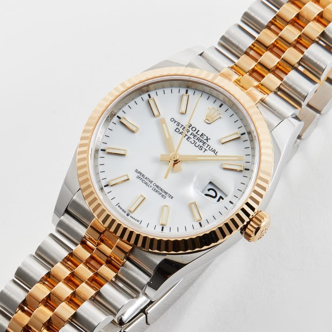 Rolex Datejust Yellow Gold & Steel Jubilee White Dial 36mm