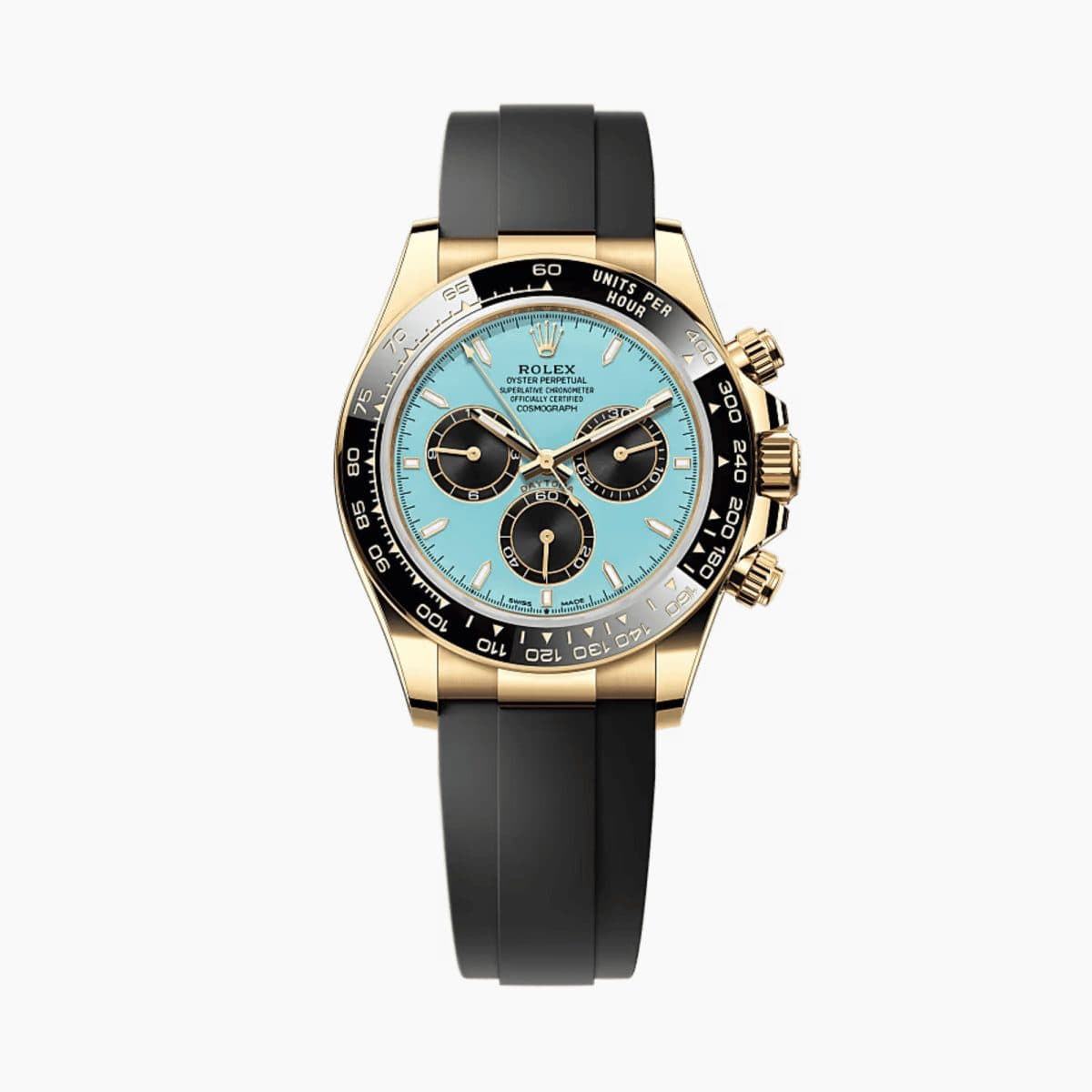 Rolex Daytona Yellow Gold Oysterflex Turquoise Dial 40mm