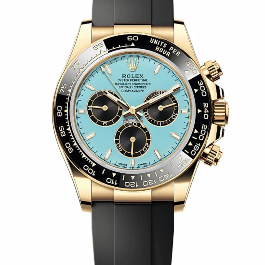 Rolex Daytona Yellow Gold Oysterflex Turquoise Dial 40mm